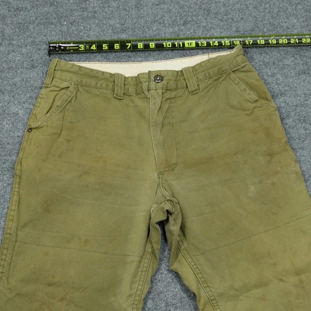 Vintage Saf-T-Bak Pants Mens 32x28 Olive Green Canvas Duck Hunting 60s